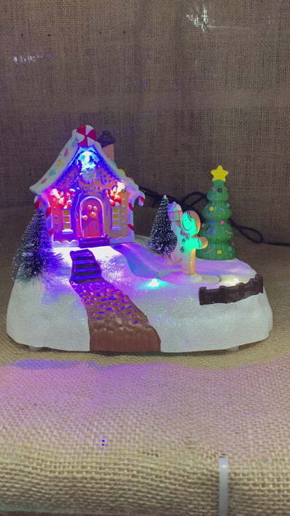 Gingerbread House Musical LED Christmas Decoration 20cm with USB