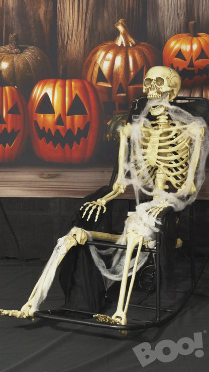 Skeleton On Rocking Chair Animated Decoration 1m
