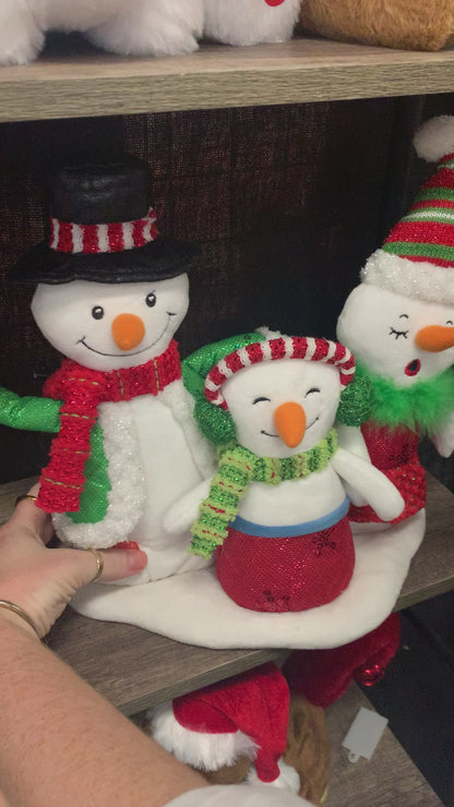 Christmas Singing Snowman Family Animatronic 35cm