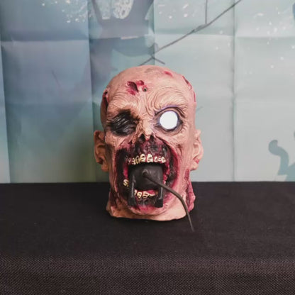 Zombie Head Eating Rat Animated Halloween Decoration 22.5cm