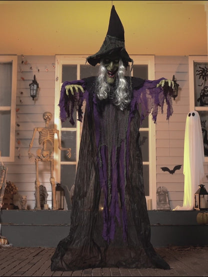 Hanging Talking Witch With Light Up Eyes 1.8m For Halloween