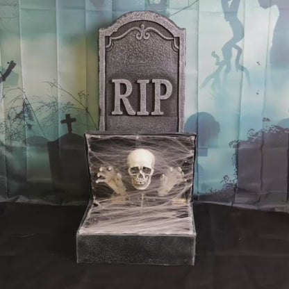 Pop Up Skeleton Tombstone Animated Halloween Decoration 1m