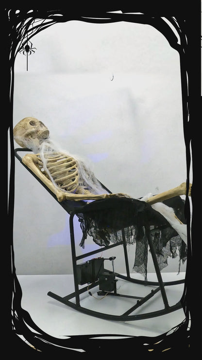 Skeleton On Rocking Chair Animated Decoration 1m