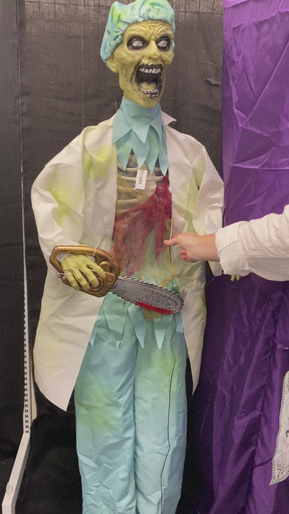 Zombie Doctor With Chainsaw Animatronic 1.7m