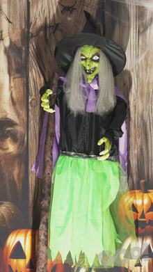 Standing Witch with Broom Animated Halloween Decoration 1.9m