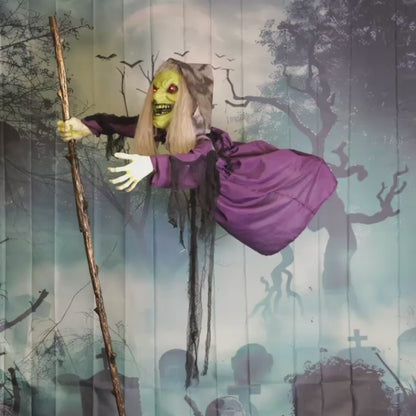 Flying Witch Animated Halloween Decoration 1.8m