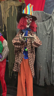 Standing Clown With A Candy Plate Animated Halloween Decoration 1.8m