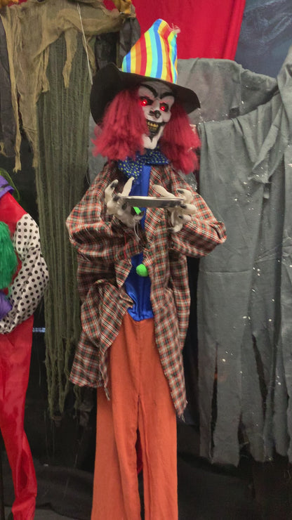 Standing Clown With A Candy Plate Animated Decoration 1.8m