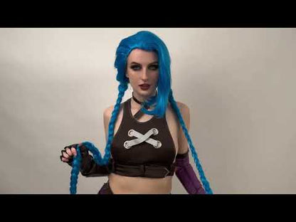 Premium Blue Legend Long Plaited Blue Wig