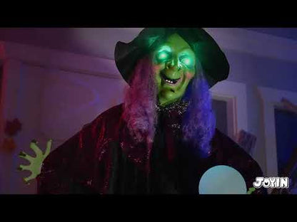 Hanging Animated LED Witch With Magic Ball 2m