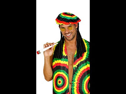 Rastafari Tam with Dreadlocks Glasses and Joint Set