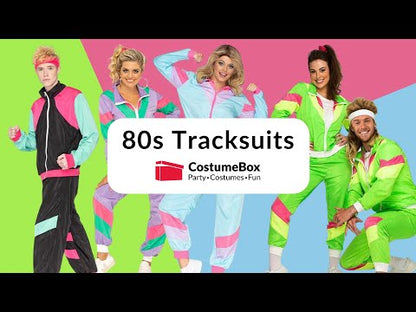 80s Black and Pink Deluxe Tracksuit Adult Plus Size Costume