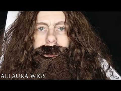 Gamekeeper Premium Long Brown Wavy Wig and Beard