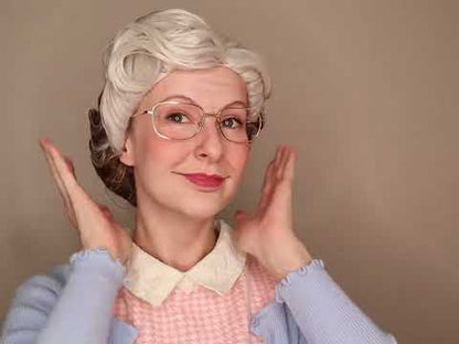 Mrs Doubtful Premium Grey Wig