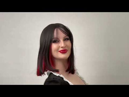 Black and Red Two Tone Heat Resistant Premium Bob Wig