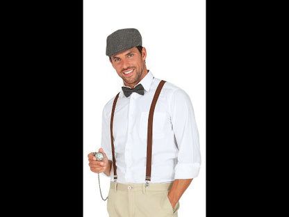Roaring 20s Hat Braces Bow Tie and Pocket Watch Set