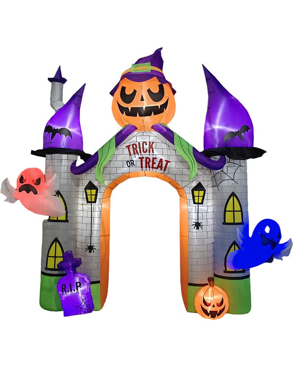 Pumpkin Castle Archway with Ghosts Lawn Inflatable 3.6m