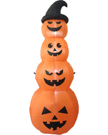 Pumpkin Stacked with Witches Hat Lawn Halloween Inflatable 2.4m