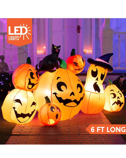Pumpkins with Black Cat Halloween Inflatable 1.83m