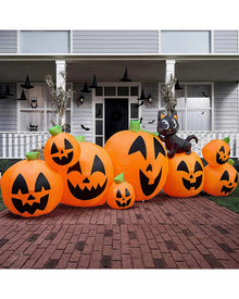Pumpkins with Witchs Cat Lawn Halloween Inflatable 3m