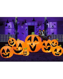 Pumpkins with Witchs Cat Lawn Halloween Inflatable 3m