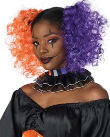 Purple and Orange Curly Clips Halloween Wig