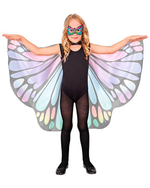Purple and Pink Butterfly Kids Wing Cape and Eye Mask Set