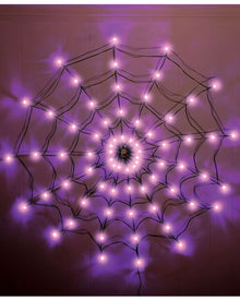 Purple Light Up LED Spider Web 1m For Halloween