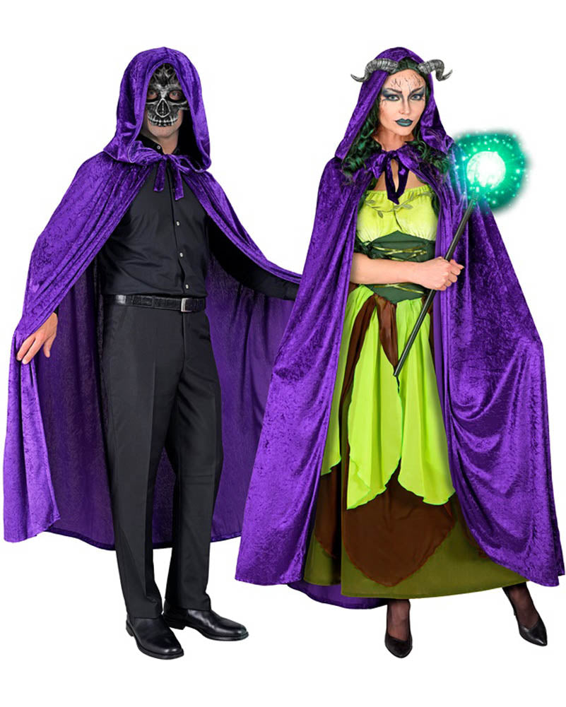 Purple Velvet Hooded Cape 1.4m