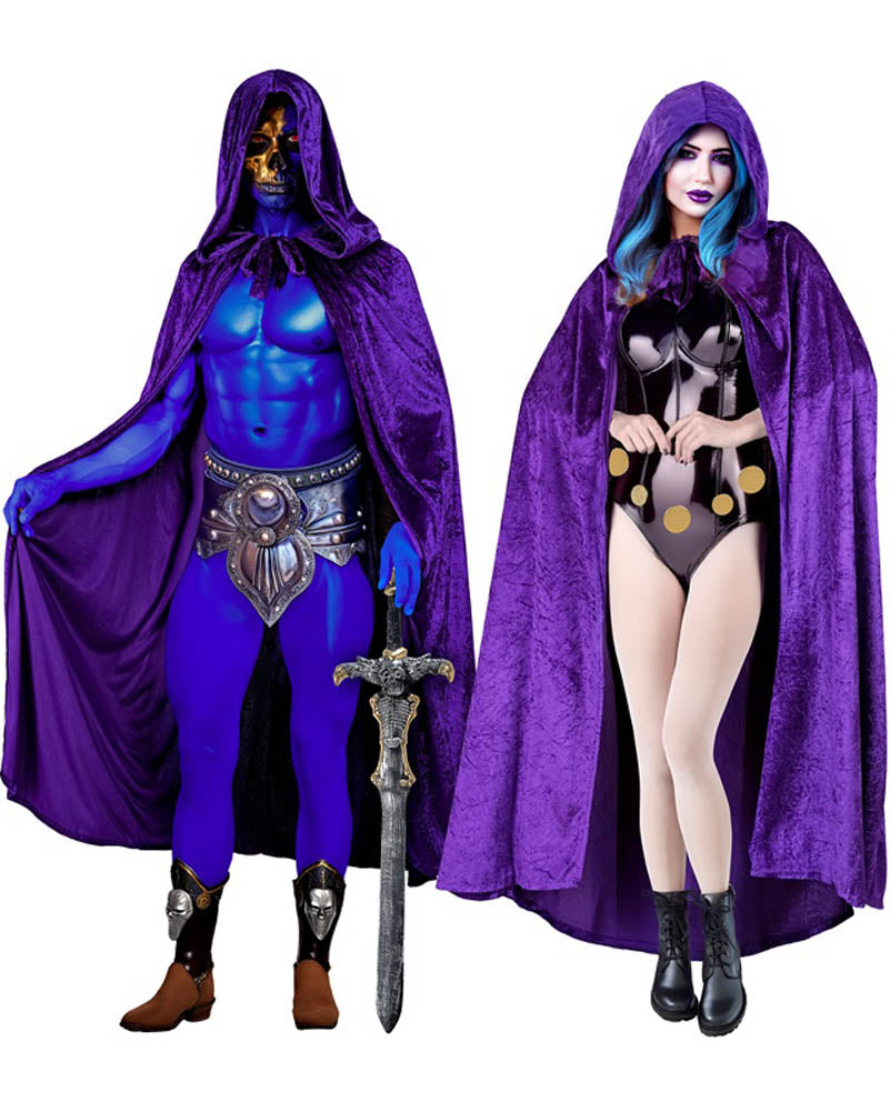 Purple Velvet Hooded Cape 1.4m
