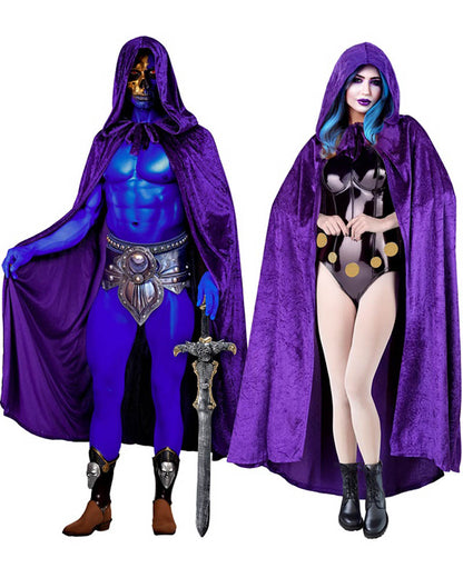 Purple Velvet Hooded Cape 1.4m