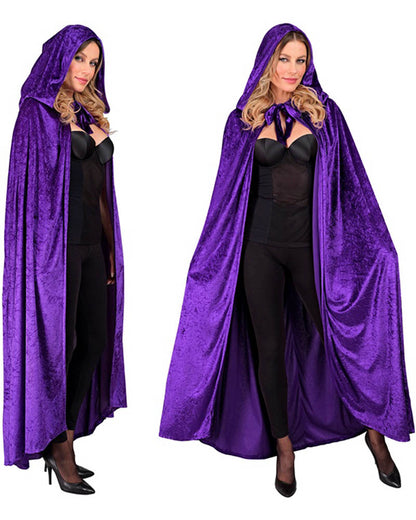 Purple Velvet Hooded Cape 1.4m