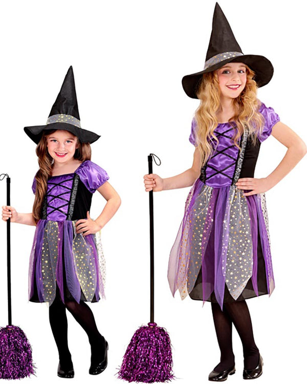 Purple Sparkle Witch Girls Costume