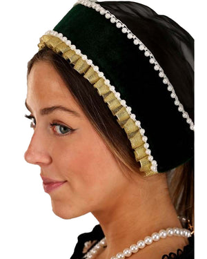Queen Anne Boleyn Deluxe Hat and Necklace Costume Set