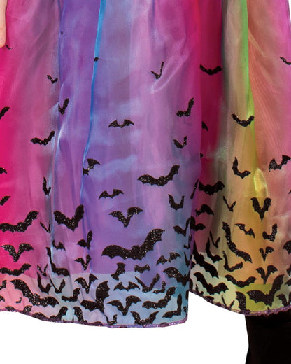 Rainbow Colour Magic Witch Deluxe Girls Costume