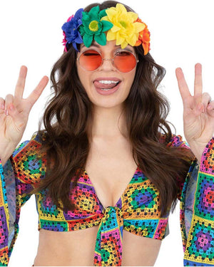 60s Rainbow Hippie Flower Crown
