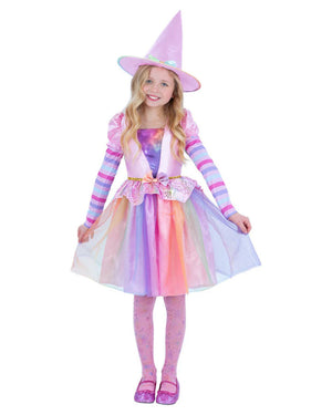 Rainbow Pastel Witch Deluxe Girls Costume