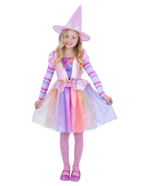 Rainbow Pastel Witch Deluxe Girls Costume