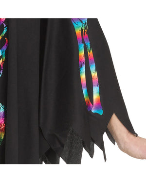 Rainbow Skeleton Poncho Womens Costume
