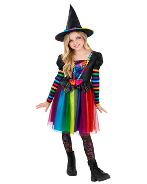 Rainbow Witch Deluxe Girls Costume