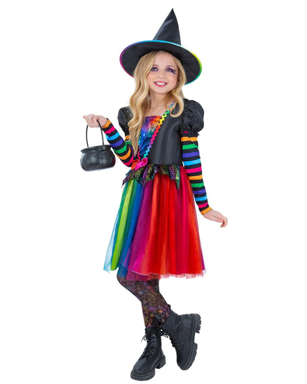 Rainbow Witch Deluxe Girls Costume
