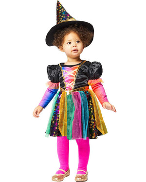 Rainbow Witch Girls Costume
