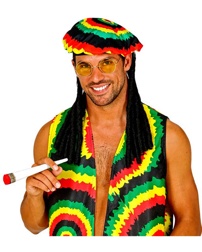 Rastafari Tam with Dreadlocks Glasses and Joint Set
