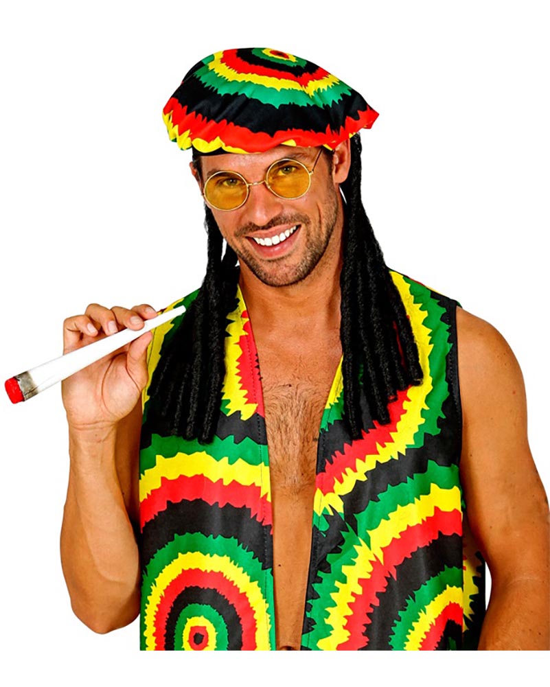 Rastafari Tam with Dreadlocks Glasses and Joint Set