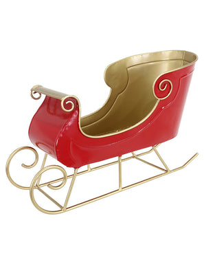 Red and Gold Metal Table Sleigh Christmas Decoration 37cm