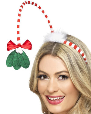 Christmas Red and White Mistletoe Kisses Headband