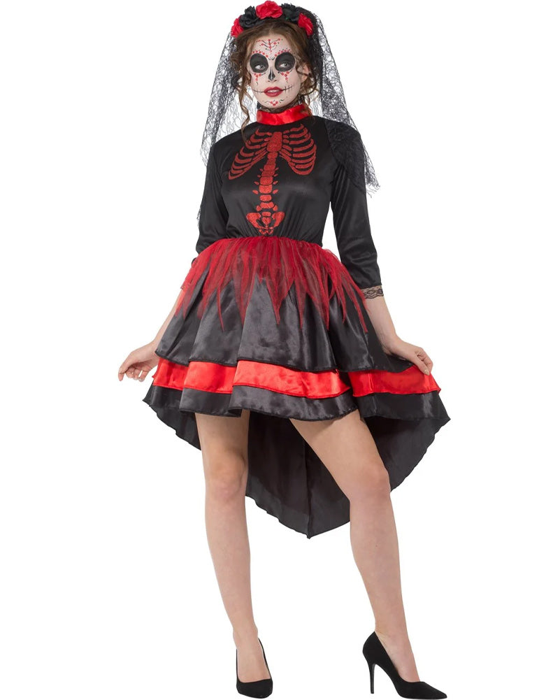Red Day of the Dead Senorita Womens Costume