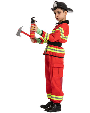 Red Firefighter Deluxe Complete Kids Costume