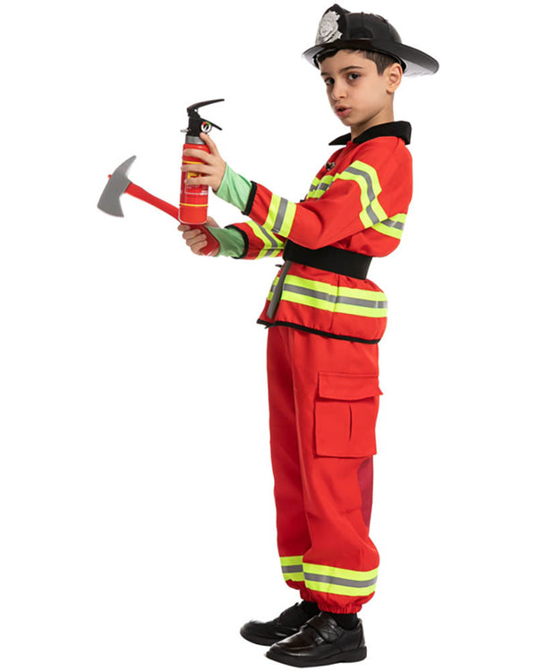 Red Firefighter Deluxe Complete Kids Costume