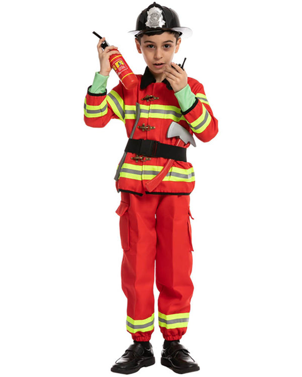 Red Firefighter Deluxe Complete Kids Costume